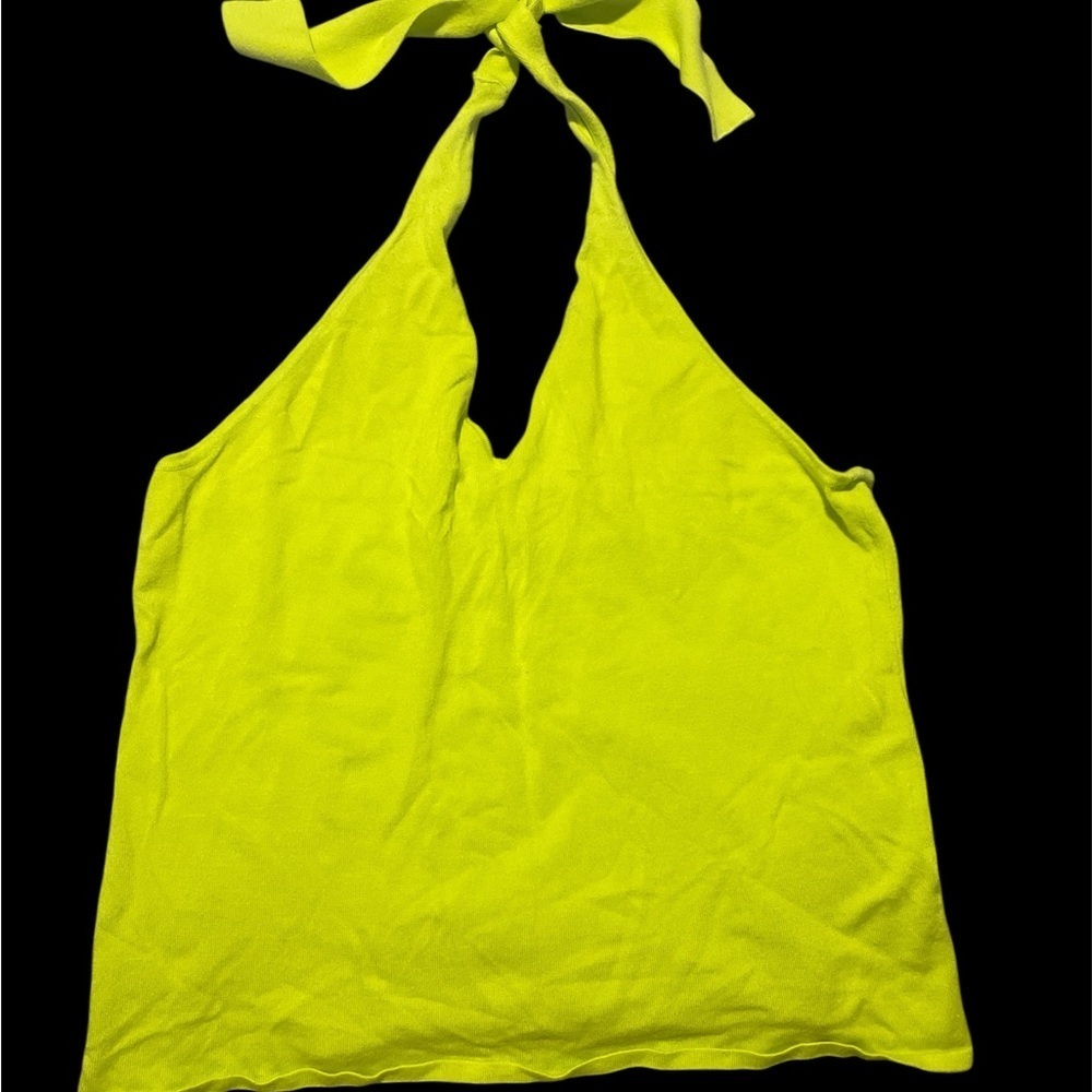 New York & Company Yellow Halter Tank Top